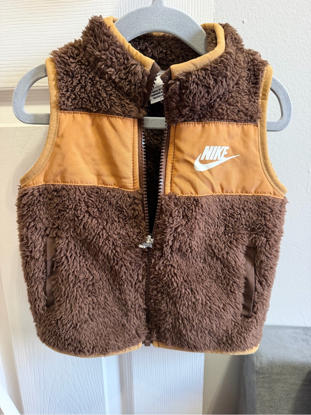 Nike Kids Brown and Tan Sherpa Vest